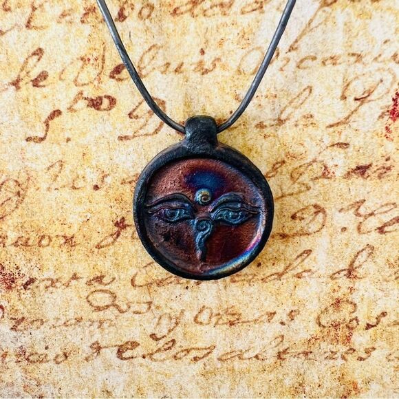 Handcrafted BoHo Porcelain/leather Necklace - Picture 3 of 4
